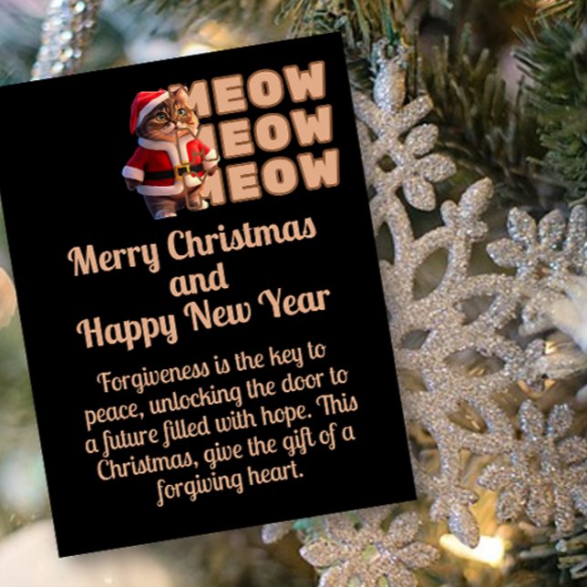 Meow Meow Santa Cat Weihnachtskarte Postkarte (Von Creator hochgeladen)