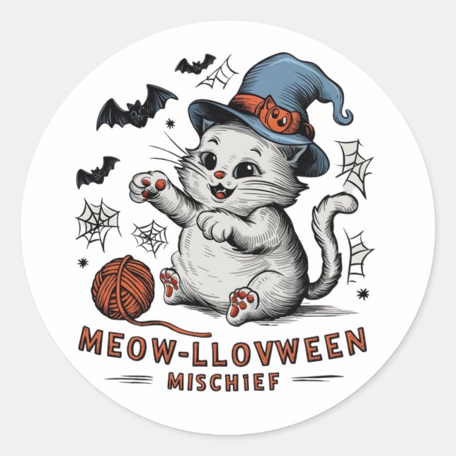 Meow Mischief Runder Aufkleber (Vorderseite)