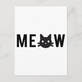 Meow, mit schwarzem Katzengesicht, Textdesign Postkarte