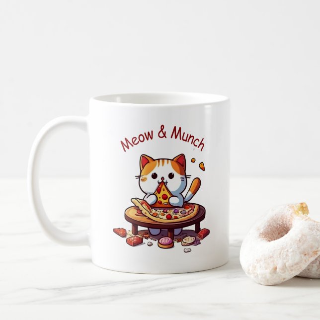 Meow & Munch Pizza Cat Mug Kaffeetasse (Mit Donut)
