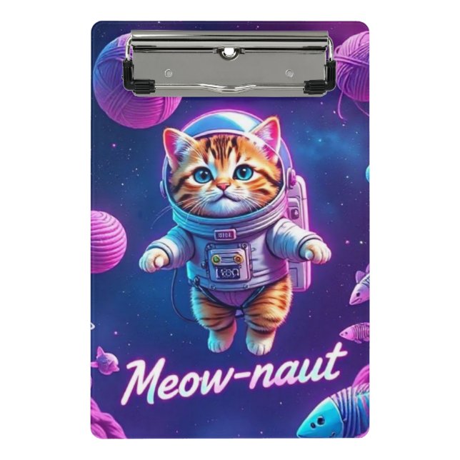 Meow-naut Mini Klemmbrett (Vorderseite)
