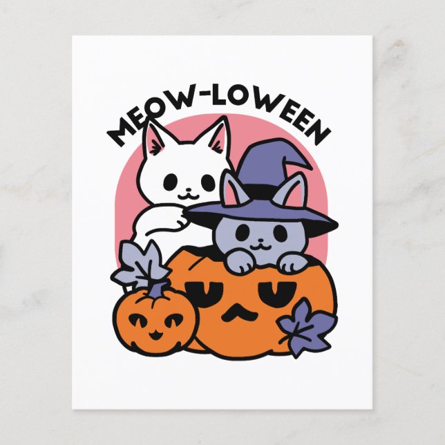 Meow - Niedliches Halloween Cat Design Flyer (Vorne)