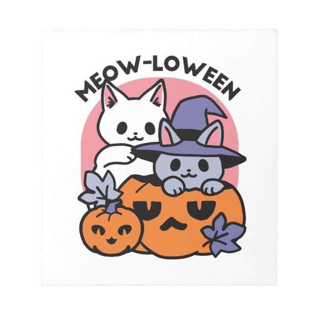 Meow - Niedliches Halloween Cat Design Notizblock (Vorderseite)