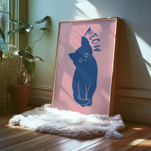 Meow | OEuvre murale tendance | Poster Rétro Minim