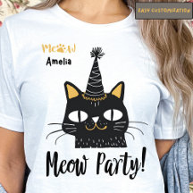 Meow Party-Funny Black Cat Birthday-Niedlich Paw M