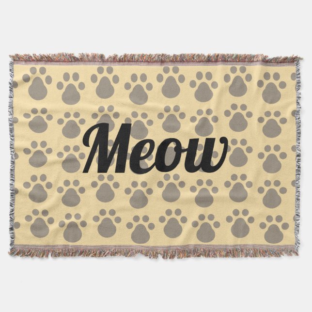 Meow, Paw Prints Decke (Vorderseite)