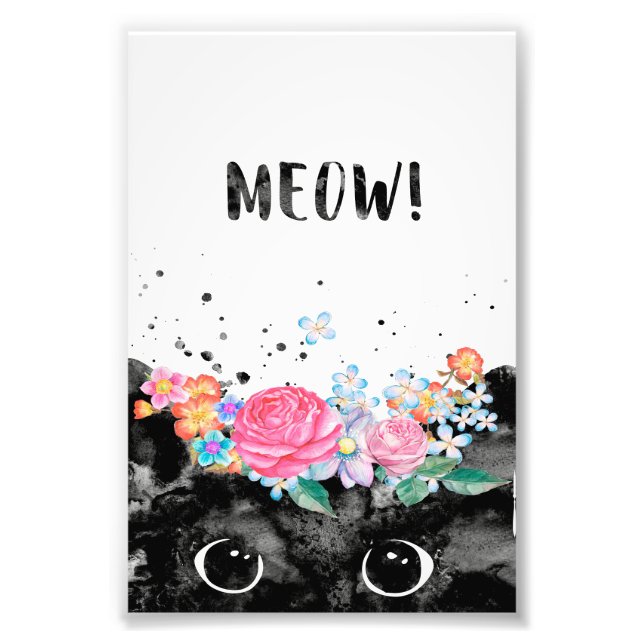 Meow Peeking Cat, Kitten Cat Lover Geschenkidee Fotodruck (Vorne)