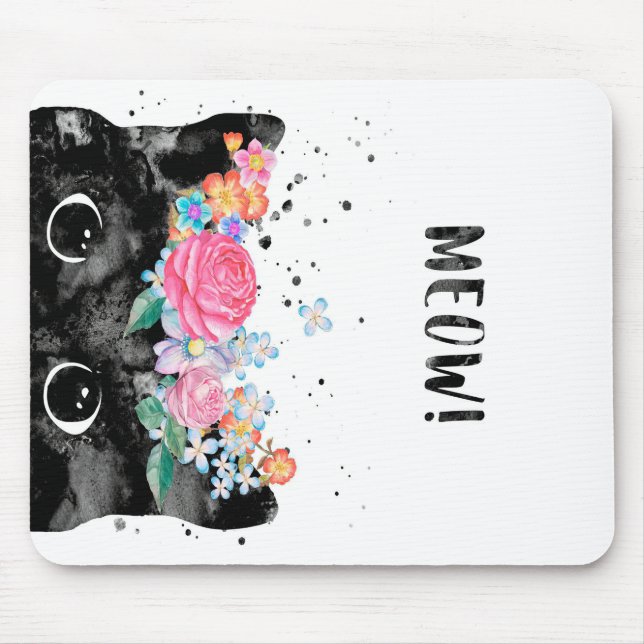 Meow Peeking Cat, Kitten Cat Lover Geschenkidee Mousepad (Vorne)