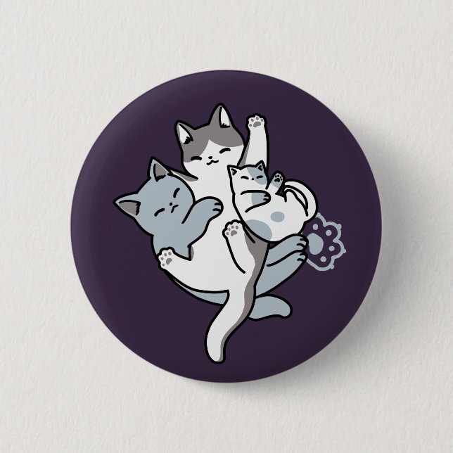 Meow Pounce Snuggle - Niedliche schlafende Katzen Button (Vorderseite)