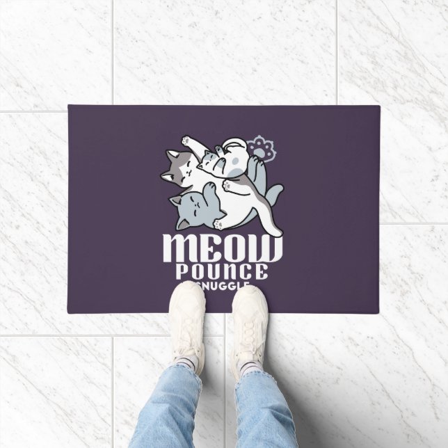 Meow Pounce Snuggle - Niedliche schlafende Katzen Fußmatte (Indoor)