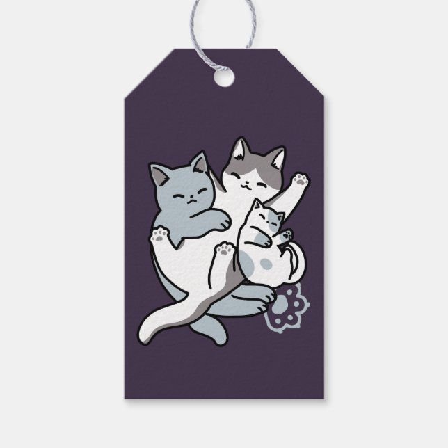 Meow Pounce Snuggle - Niedliche schlafende Katzen Geschenkanhänger (Vorderseite)