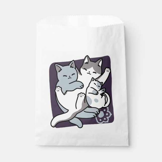 Meow Pounce Snuggle - Niedliche schlafende Katzen Geschenktütchen (Vorderseite)