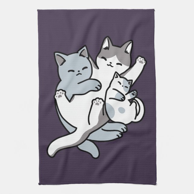 Meow Pounce Snuggle - Niedliche schlafende Katzen Geschirrtuch (Vertikal)