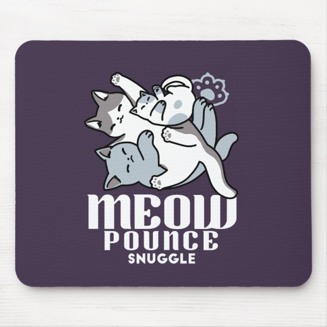 Meow Pounce Snuggle - Niedliche schlafende Katzen Mousepad (Vorne)