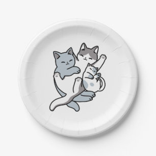 Meow Pounce Snuggle - Niedliche schlafende Katzen Pappteller
