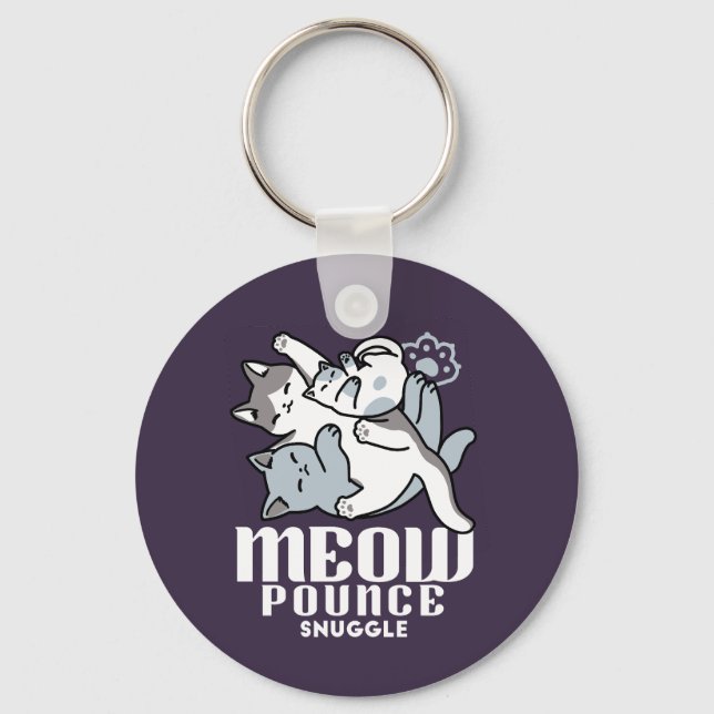 Meow Pounce Snuggle - Niedliche schlafende Katzen Schlüsselanhänger (Vorderseite)