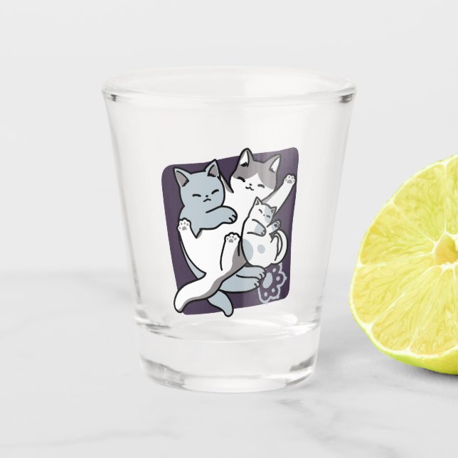 Meow Pounce Snuggle - Niedliche schlafende Katzen Schnapsglas (Vorderseite)