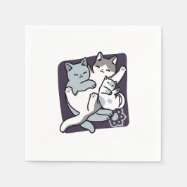 Meow Pounce Snuggle - Niedliche schlafende Katzen Serviette