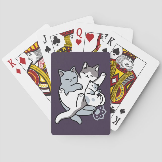 Meow Pounce Snuggle - Niedliche schlafende Katzen Spielkarten (Rückseite)