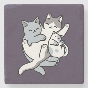 Meow Pounce Snuggle - Niedliche schlafende Katzen Steinuntersetzer