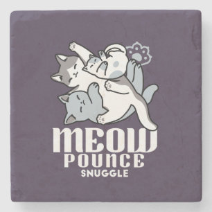 Meow Pounce Snuggle - Niedliche schlafende Katzen Steinuntersetzer