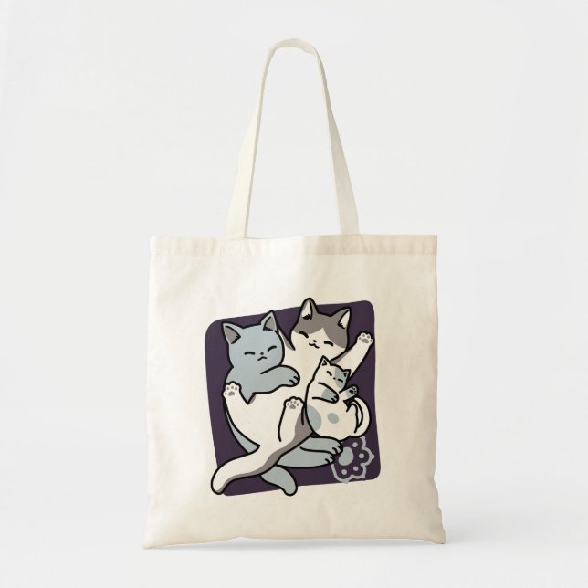 Meow Pounce Snuggle - Niedliche schlafende Katzen Tragetasche (Vorne)