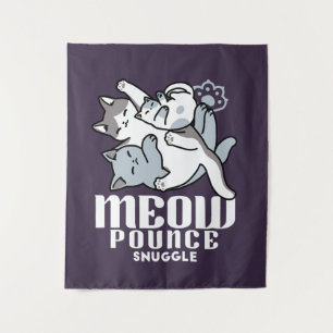 Meow Pounce Snuggle - Niedliche schlafende Katzen Wandteppich