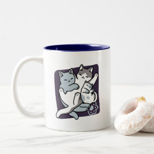 Meow Pounce Snuggle - Niedliche schlafende Katzen Zweifarbige Tasse