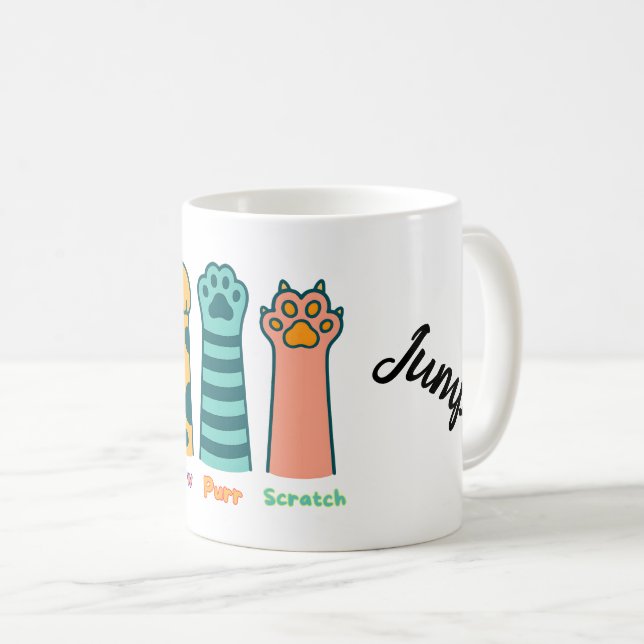 Meow Purr Scratch - Niedliche Funny Cat Paw Tasse (VorderseiteRechts)