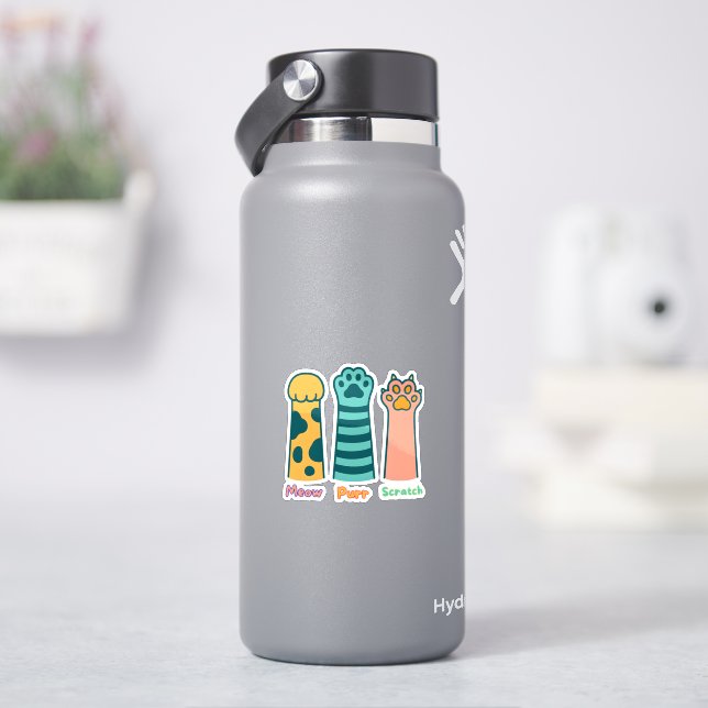 Meow – Purr – Scratch stickers Aufkleber (HydroFlask)