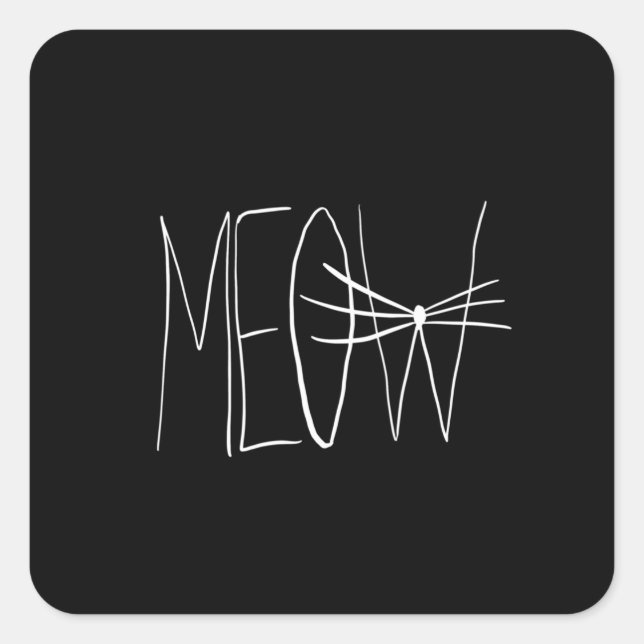 Meow Quadratischer Aufkleber (Vorderseite)