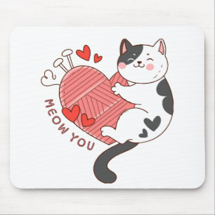 Meow Sie Niedlich Cat Valentinstag Mousepad