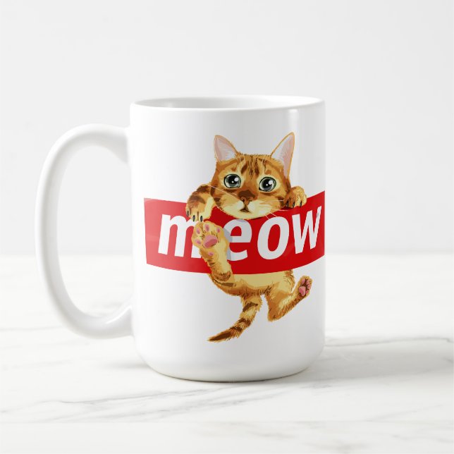 Meow Sign Kitty Design Kaffeetasse (Links)