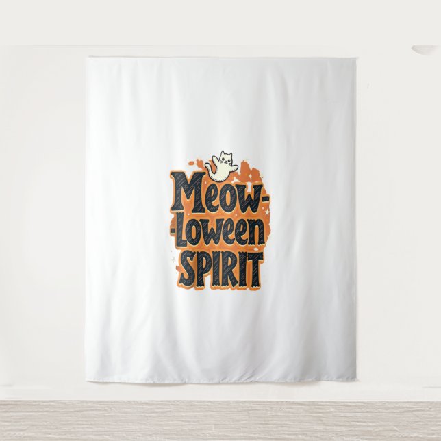Meow Spirit Cat Wandteppich (Vorderseite)