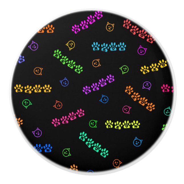 Meow-Tatzen-Drucke Keramikknauf (Vorderseite)