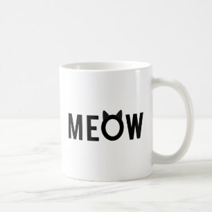 Meow, Textentwurf mit den Ohren der schwarzen Kaffeetasse
