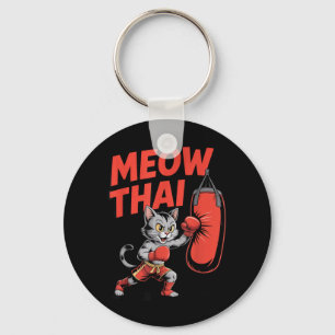 Meow Thai-Boxen Lustige Katzenliebhaber Kickboxen Schlüsselanhänger