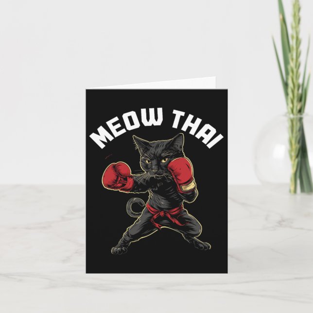 Meow Thai Funny Muay Thai Boxing Cat Martial Arts Karte (Vorderseite)