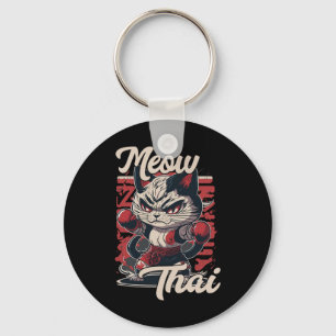 Meow Thai Kämpfer Kat Muay Thai Boxkatze für Männe Schlüsselanhänger