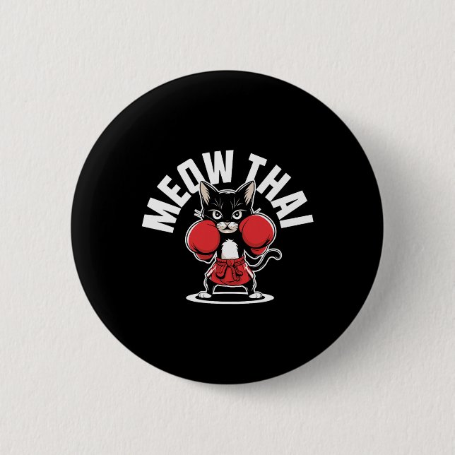 Meow Thai Muay Thai Boxing Cat Martial Arts Mixed  Button (Vorderseite)