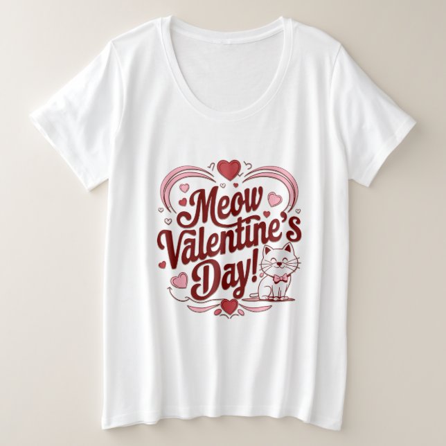 Meow Valentine Große Größe T-Shirt (Design vorne)