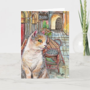 Meow vor Bistro Karte