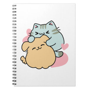 Meow & Woof perfekt zusammen - Niedliche Katze und Notizblock