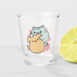 Meow & Woof perfekt zusammen - Niedliche Katze und Schnapsglas