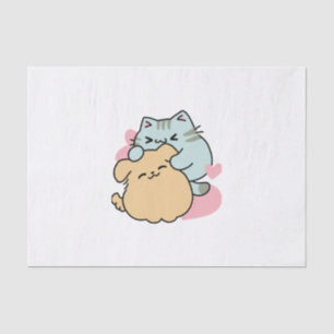 Meow & Woof perfekt zusammen - Niedliche Katze und Seidenpapier