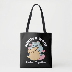 Meow & Woof perfekt zusammen - Niedliche Katze und Tasche
