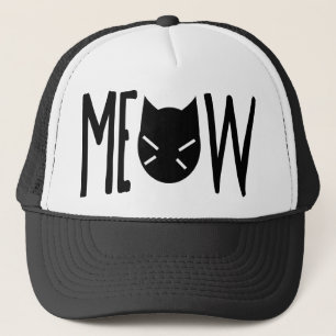Meow - Zitat mit dem Kopf einer Katze Truckerkappe