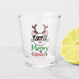 Meowa Catmas Christmas Kitty Cat Red Nose Reindeer Schnapsglas