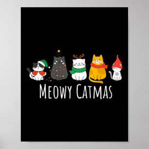 Meowa Catmas Niedlich Cat Weihnachtsmannmütze Weih Poster