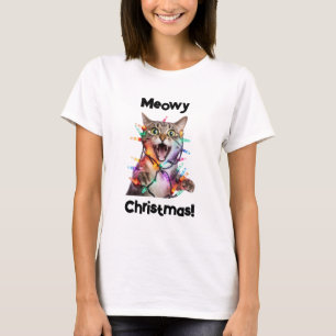 Meowa Christmas Cat Shirt Funny Holiday T-Shirt